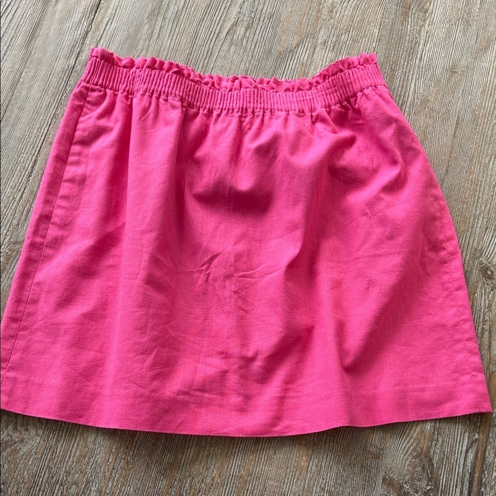 J Crew Linen Cotton Lined Pink Women's Skirt 14 w Pockets